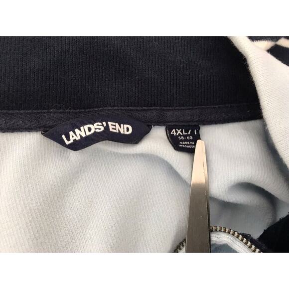 Lands End Sweater Mens Size 4XL Bedford Rib 1/4 Zip Blue Stripe 100% Cotton - Picture 6 of 12